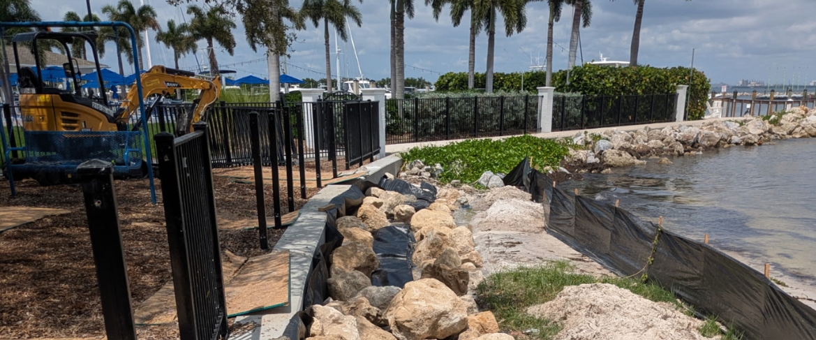 Marina shoreline construction in Tampa Bay - Trident Marine Construction